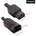 Miniatyrbillede 2 af 5: Strømstik 250v 10a 3-polet C14 Han C13 Hun DC AC Strømstik IEC Strømstik Adapter Strømkabel Stik til Strøm Overførsel (2 stk)