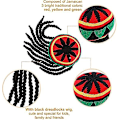 Miniatyrbilde 4 av 5: 2 stk Rasta-hatt med svart dreadlocks- parykk med caps for kostymetilbehør, 35,4 tommer