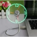 Mini USB-klockfläkt. Flexibel svanhals LED-klockfläkt med tidsvisning via USB.
