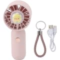 500mAh USB Genopladelig Lommeventilator - Mini Bærbar Ventilator med Pink Strømkabel