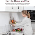 Miniatyrbilde 2 av 5: Hengende løkkurv i tvinn for pantry, poteter, hvitløk og løk kurver, Boho veggkurver 2 stk