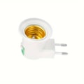 Miniatyrbillede 3 af 3: E27 LED-pærefatning til EU-stikadapter med tænd/sluk-knap, 2 standard pærefatninger