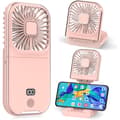 Mini bærbar ventilator, USB genopladelig lommeventilator, lille lydløs lommeventilator (pink)