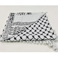 Miniatyrbild 2 av 2: Palestinasjal, Keffiyeh, Arafat Hatta, bred med tofsar, Shemagh Keffiyeh Arab Houndstooth 100 % Y2kk