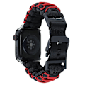 Pikkukuva 1 / 4: Apple Watch 123/456/789/Se 38/40/41Mm:n Kaksoiskerros Ulkoilma Paracord Nylon Ranneke Musta ja Punainen