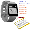 Miniatyrbild 1 av 5: 180mah Smartwatch-batteri 361-00117-00 för Garmin Approach S10, Approach S20, Approach X40, Forerunner 35