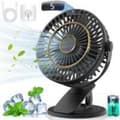 Mini USB genopladelig ventilator, 5 blæserhastigheder, 720° rotation, LCD-skærm, ultra-stille - sort