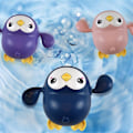 Miniatyrbillede 2 af 5: 4 stk. Baby Badelegetøj, Opvinds Penguin Badekar Legetøj, Småbørn Svømning Flydende Spillesæt I Badeværelse Strand Pool, Farverige Vand Legesæt Gaver Til Bo