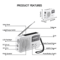 Pikkukuva 2 / 3: Hätäradio aurinkopaneelilla ja käsikäyttöisellä generaattorilla Itsevirtainen, akku USB-lataus Fm/am-radio led-taskulamppu puhelimen lataus