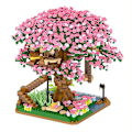 Miniatyrbilde 1 av 3: 2008 stk Sakura Tree House Mikro Byggeklosser Sett Arkitektur Mini Klosser av Kirsebærblomst Bonsai Modell, Lekegaver for Barn