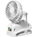 Mini genopladelig bærbar ventilator. Bærbar ventilator med fire hastigheder. USB bærbar ventilator - hvid.