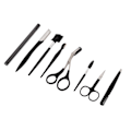 Miniatyrbillede 3 af 5: Øjenbryn Styling Kit - 8 stk. Rustfrit Stål Skønhedsværktøjer, Sort, Rustfri, med Opbevaringspose