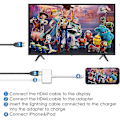 Miniatyrbild 3 av 5: HDMI-adapter för iPhone till TV, [Apple MFi-certifierad] 1080P Digital AV Lightning-adapter, Plug and Play Synka skärm HDMI-kontakt för iPhone och iPad, C