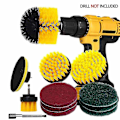 Miniatyrbild 1 av 5: Power Scrubber Borstkit - Borstfäste med 6 tums förlängare / 4 nylonborstar / 6 st skrubbdukar, för fog, kakel, badrum, kök