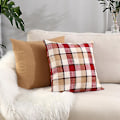 Miniatyrbilde 5 av 5: SZTXJ Sett med 2 Dekorative Putesett Plaid Tartan Lin Rustikk Bondegård Kvadratisk Putetrekk for Høst Høstdekor Benk Sofa Sofa Bil Soverom