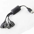 Miniatyrbilde 5 av 5: 1 Hann til 4 Hunn USB HUB Splitter Forlengelseskabel USB 2.0 Forlengelsesdatakabel Strømadapter Socket C
