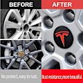 Miniatyrbild 5 av 5: Aero Hjulkapslar och Hjulmutterkåpor med Tesla-Logotyp för Model 3, Model Y (röd)