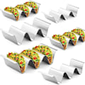 Miniatyrbillede 1 af 5: Taco Holder Stand, Sæt med 6 Taco Bakke i Rustfrit Stål, Stilfulde Taco Skal Holdere, Stativ Holder Op Til 3 Tacos Hver og Holder Skallerne Oprejst, Sundt Materiale
