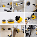 Miniatyrbild 5 av 5: Power Scrubber Borstkit - Borstfäste med 6 tums förlängare / 4 nylonborstar / 6 st skrubbdukar, för fog, kakel, badrum, kök