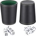 Miniatyrbild 3 av 5: Läder tärningskopp set, läderimitation tärningskopp shaker med 10 prick tärningar för att spela spel fest leksak gåvor (2 st)