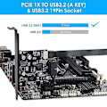 Miniatyrbillede 3 af 5: PCI-e 1x til USB 3.2 Gen1 5gbps 20-bens Front Panel Header (til Type-C Front Panel Header) Front Panel