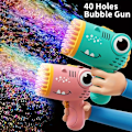Miniatyrbild 5 av 5: Barnens handhållna elektriska bubbelmaskin med LED-ljus - Bärbar Gatling-stil automatisk blåsare för utomhusfester, blå