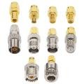 Miniatyrbild 1 av 5: 10-typset Sma-adapterkit Sma-hane till /bnc/uhf/mcx/smb/tv/tnc-hon raka nickelguldpläterade