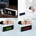 Miniatyrbild 3 av 5: Rektangulär lysande digital LED-spegelklocka larm snooze-funktion termometer