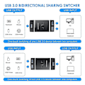 Miniatyrbilde 2 av 5: USB 3.0-bryter, tosidig 2 inn 1 ut / 1 inn 2 ut USB KVM-bryter