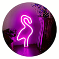 Miniatyrbilde 4 av 4: 1 stk Flamingo Neon Skiltlys, Størrelse 11,4x5,5in Ca (29x14cm) For Veggdekorasjon, USB Eller Batteridrevet, Rosa