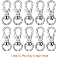 Miniatyrbillede 3 af 5: 100 stk. Metal Svingbare Lanyard Snap Hooks med Nøgleringe