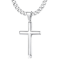 Miniatyrbild 1 av 5: 925 Sterling Silver Korshänge Halsband 5mm Rostfritt Stål Diamant-slipad Kubansk Kedja Kors Halsband 41/46/51/56/61/71/76cm