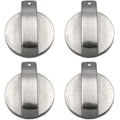 Miniatyrbilde 1 av 5: Gasskomfyr-knapper, 4 stk, Metall, 6 mm, Sølvfarget, Justeringsknapper for gasskomfyr eller ovn Bdliv