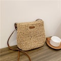 Miniatyrbild 2 av 4: Sommarhalm Crossbody-väska Dam Strand Semester Vävd Axelväska Handväskor Beige