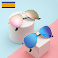 Pikkukuva 3 / 5: Polaroidit Lasten ja Teinien Aviator-Aurinkolasit Ruostumattomasta Teräksestä Kehyksellä, Jousihingeillä ja UV-Suojalla, Sininen