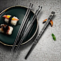 Miniatyrbilde 3 av 5: 5 Par Alloy Lasergraverte Spisepinner Sklisikre Gjenbrukbare Sushi Pinner
