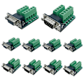 Miniatyrbild 1 av 5: 10 st DB9 Lödfria Kontakter, RS232 D-SUB Seriell till 2-rads 9-stifts Port Terminal Adapter Breakout Bo