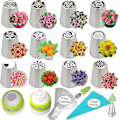Miniatyrbilde 1 av 2: Russisk Sprøytetipssett Kakedekorasjonsutstyrsett Blomsterfrostingtipssett 12 Glasurmunnstykker 2 Koblinger 2 Bladtips 1 Silikonpose 10 Bakevarer