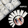 Miniatyrbilde 5 av 5: 500 stk Halvdekkende Falske Negletips - Akrylnegletips, 10 Størrelser Dame Fransk Stil Akryl Kunstige Tips Manikyr med Eske for Negletips Kunst Salonger a