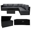Miniatyrbillede 1 af 4: Modulært Have Lounge Sæt i Sort Rattan 7 Stykker & Opbevaringskiste 996 L Svart