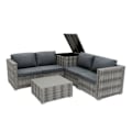 Miniatyrbillede 1 af 4: Modulær Rattan Havemøbler Sæt i Grå 6 Stykker Sofa Puder Sofabord Grå