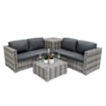 Miniatyrbillede 2 af 4: Modulær Rattan Havemøbler Sæt i Grå 6 Stykker Sofa Puder Sofabord Grå