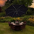 Miniatyrbillede 3 af 4: Sort Parasol Fixed Centerpiece 2.7M 32 LED Solar Energy UV Protection Garden