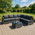 Miniatyrbillede 4 af 4: Modulært Rattan Haveophold i Sort 7 Stykker Sofa Puder Sofabord Svart