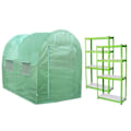 Miniatyrbillede 1 af 4: Polytunnel drivhus - MONSTERSHOP - 3m x 2m - UV-beskyttelse - 2 justerbare hylder - Vandtæt Grön