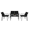 Miniatyrbillede 3 af 4: Salon Terrasse 4 Stykker i Sort Rattan Sofa Stole Sofabord Regncover Svart