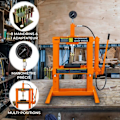 Miniatyrbillede 2 af 4: Hydraulisk presse 10t manuel fritstående 3 niveauer gør det selv-værksted Orange