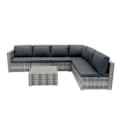 Miniatyrbillede 2 af 4: Modulært Havemøbel i Grå Rattan 7 Stykke Sofa Puder Lavt Bord Grå