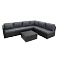 Miniatyrbillede 1 af 4: Modulært Rattan Haveophold i Sort 7 Stykker Sofa Puder Sofabord Svart