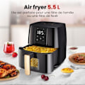 Miniatyrbillede 2 af 4: Luftfriture uden olie - MONMECD - 5,5L - 1700W - Justerbar temperatur - Synlig vindue Svart
